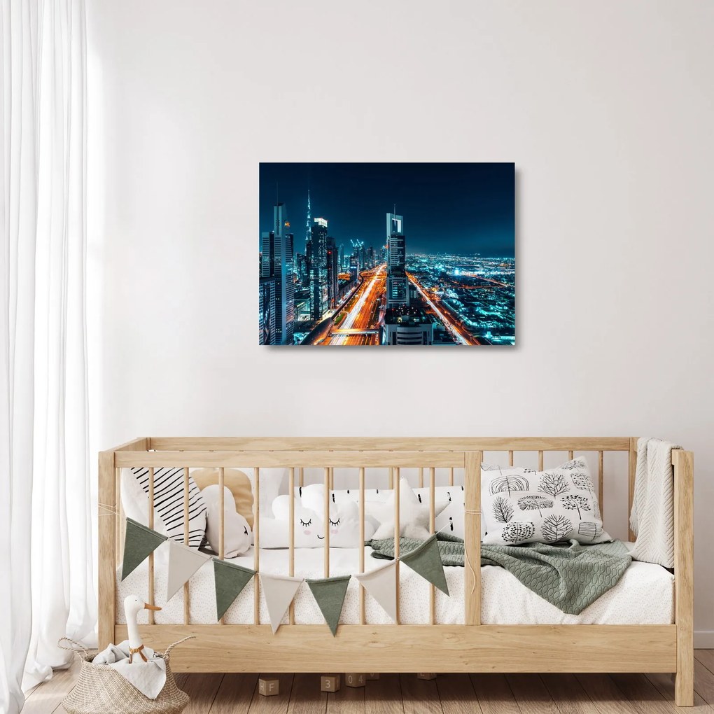Obraz na szkle  - Noc w Dubaju (70x50 cm)