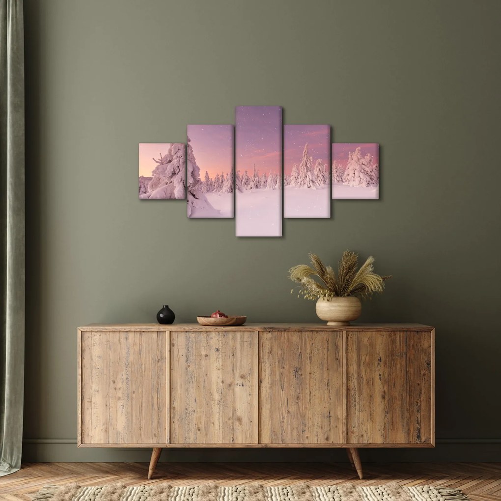 Obraz - Drzewa pod warstwą śniegu (125x70 cm)