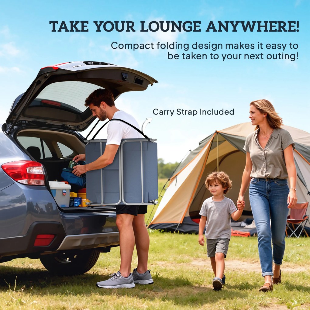 Outsunny Leżanka ogrodowa z wyściełanym otwarciem na twarz, leżanka masażowa na zewnątrz z boczną kieszenią, Tkanina, Metal, Szary