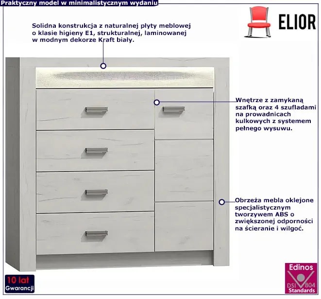 Komoda do salonu kraft biały - Filin 17X