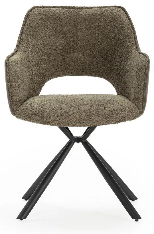 Zielone tapicerowane fotele jadalniane zestaw z podłokietnikami 2 szt. Mariel – Marckeric