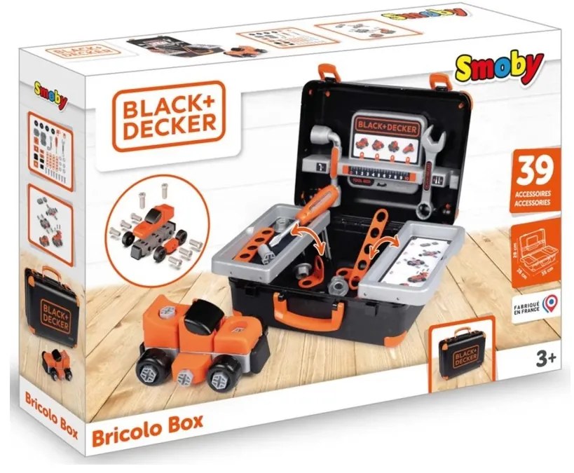 Smoby black & decker walizka z narzędziami + samochód w częściach