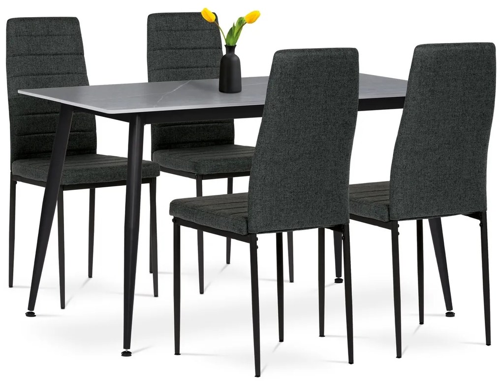Zestaw jadalniany Marmur z ceramicznym blatem i 4krzesłami, czarny