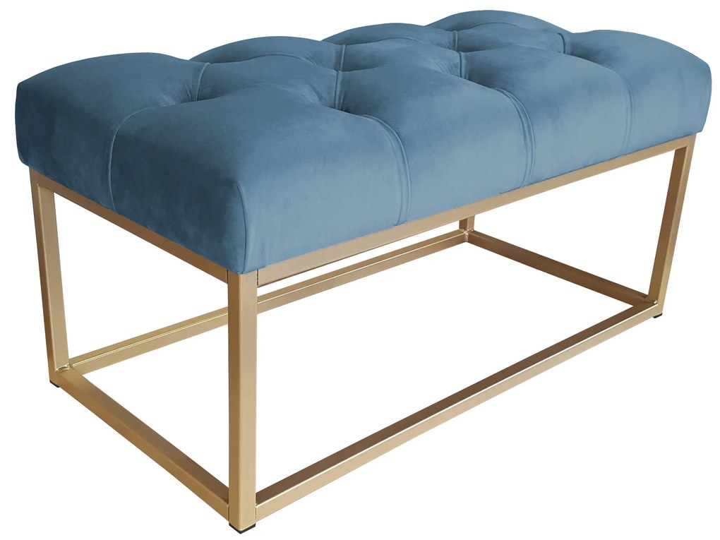 Ławka CHESTERFIELD LOFT podstawa złota pufa podnóżek MG33