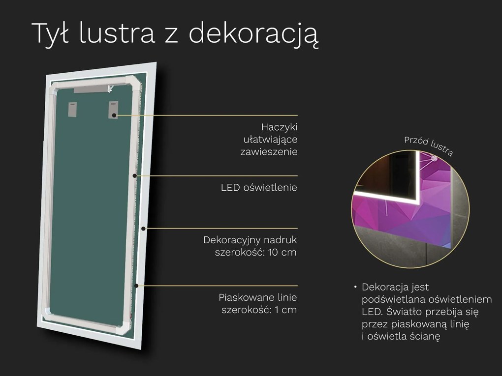 Lustro LED z dekoracją D11