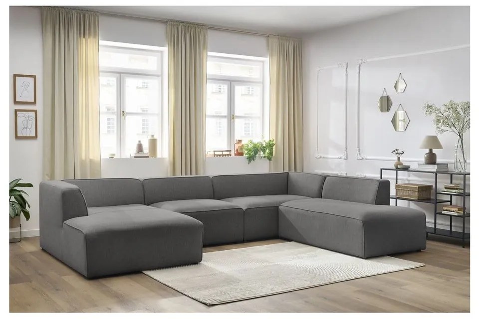 Ciemnoszary narożnik modułowy (prawostronny/w kształcie litery U) Megeve – Bobochic Paris