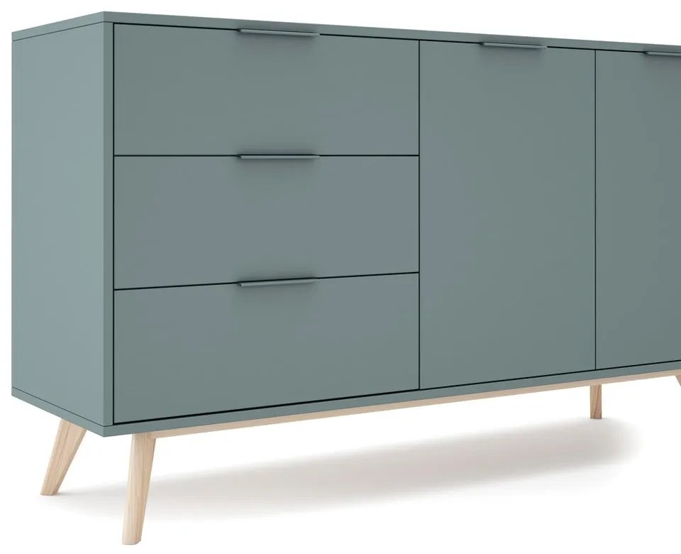 Szarozielona komoda 140x81x40 cm Pisco – Marckeric