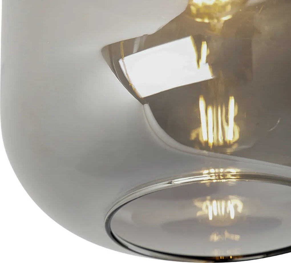 Designerska lampa sufitowa czarna i złota z dymionym szkłem - Zuzanna