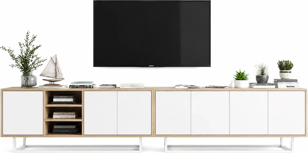 Zestaw stojących szafek rtv dąb wotan + biały B9-T60