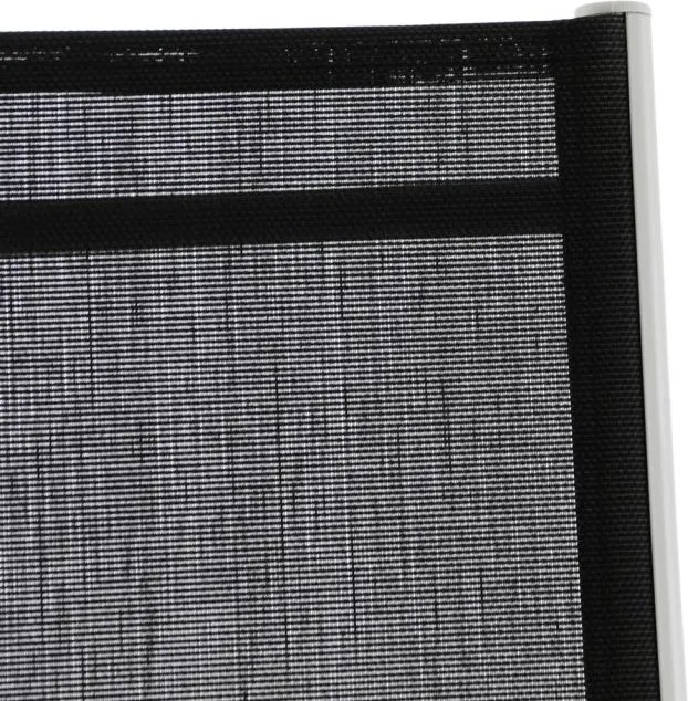 Leżak krzesło ogrodowe składane z wysokim oparciem i podnóżkiem czarne