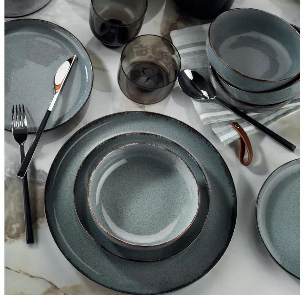 Zestaw obiadowy 24-elementowy, niebieski, porcelana