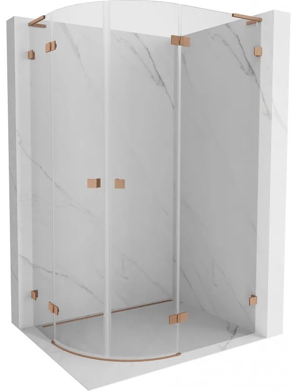 Mexen Lunar L kabina prysznicowa półokrągła uchylna prawa 100 x 90 cm, transparent, miedź szczotkowana - 833L-100P-090L-65-00