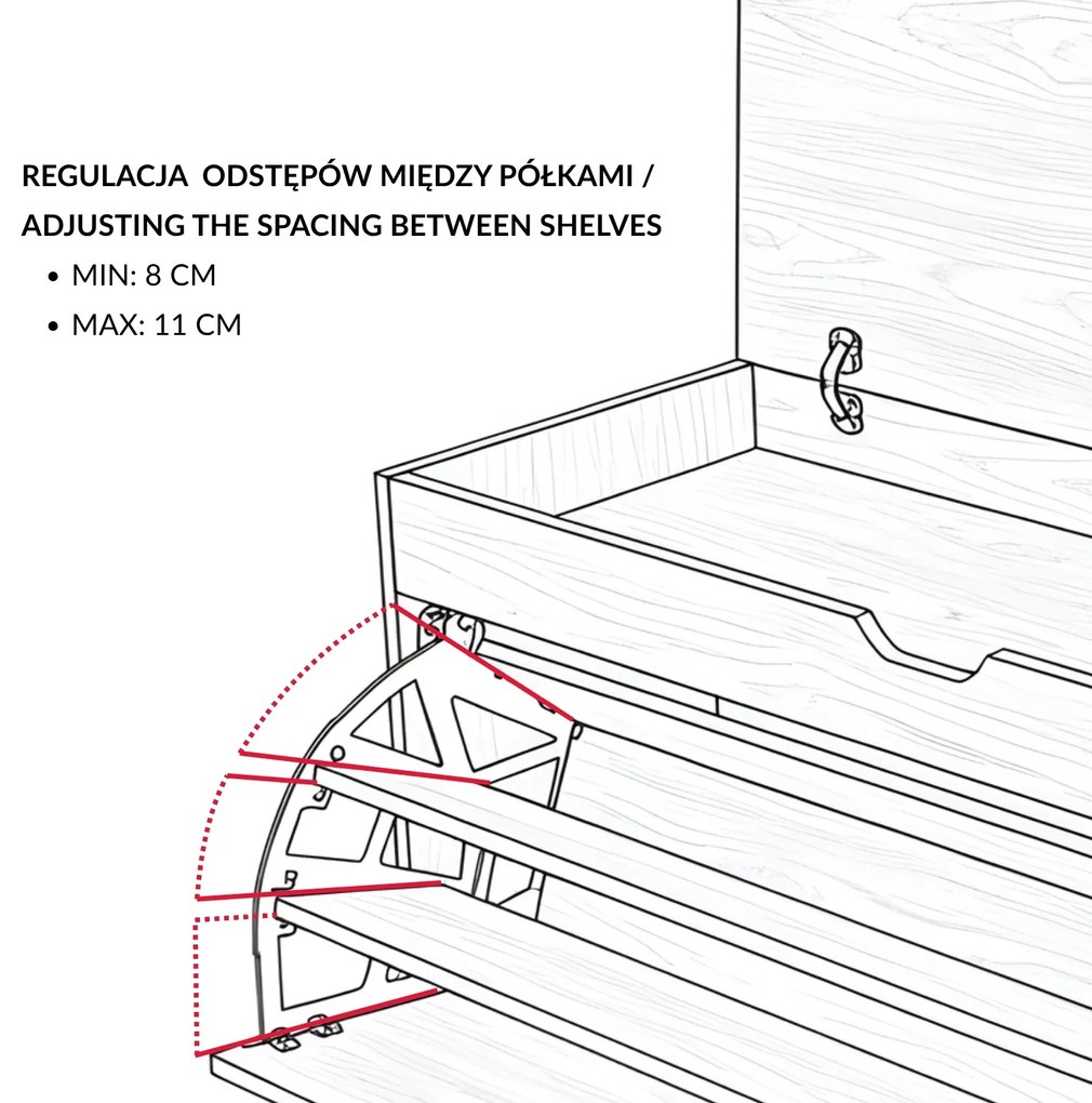 Szafka na buty z siedziskiem i wysuwanymi półkami GRADIA, 100 x 34 x 50 cm