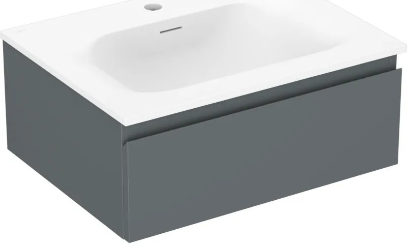 Mexen Orio szafka łazienkowa 60 cm z umywalką Vela, 1 szuflada, grafit mat/biała mat - 91A10-06023-1-BF66-W23M01