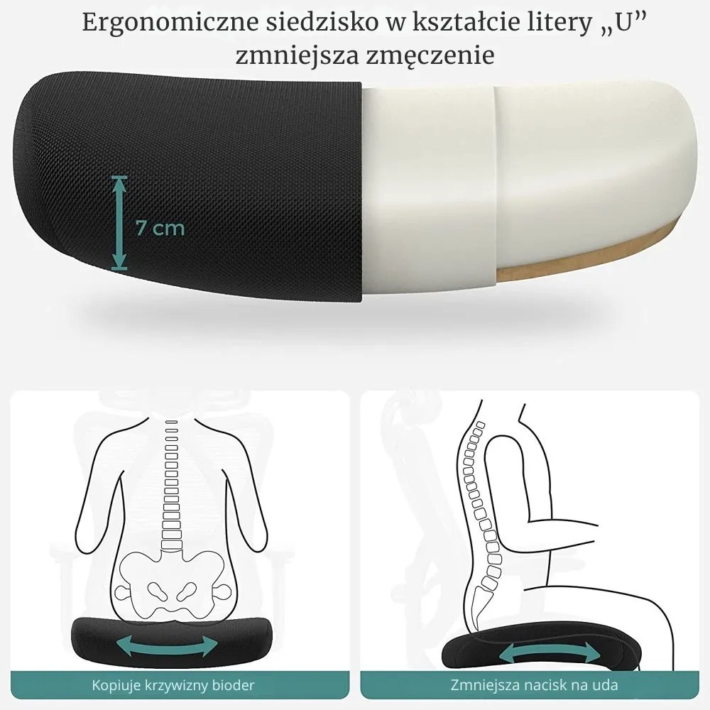 Krzesło biurowe z zagłówkiem MAGNUS, maks. 150 kg, czarne SongmicsHome
