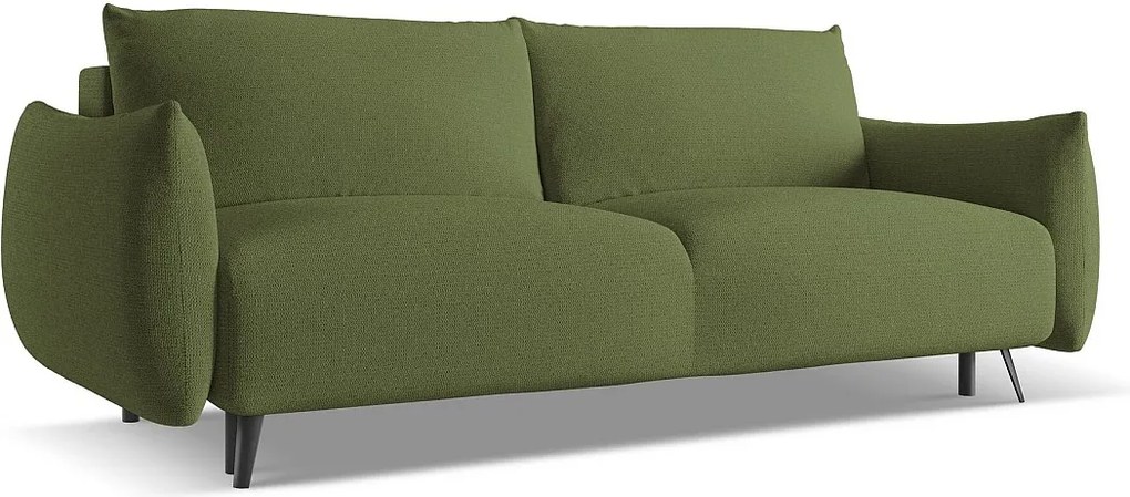 Kanapa 3-osobowa z funkcją spania - z tkaniny szenilowej - butelkowa zieleń - MALIE
