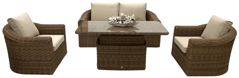 Rattanowy zestaw modułowy BORNEO LUXURY dla 4 osób (brązowy)