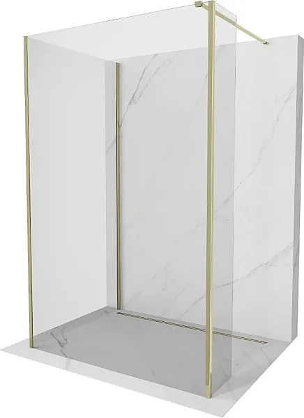 Mexen Kioto ścianka prysznicowa Walk-in 130 x 85 x 30 cm, transparent, złota - 800-130-085-221-50-00-030