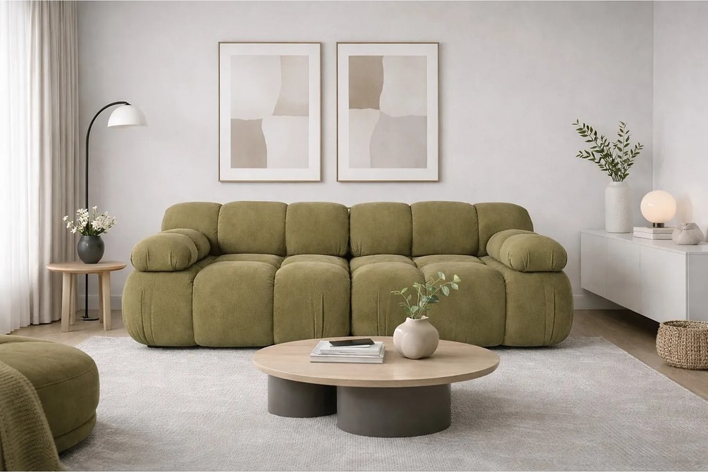 Sofa modułowa dwuosobowa, tkanina welurowa Salvador, Oliwkowy, Selia