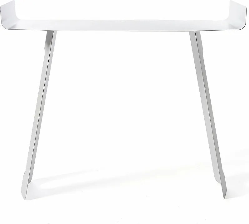 Konsola Tibet 110x35x85 cm z czarnego żelaza, perforowana zakrzywiona konstrukcja, minimalistyczne nowoczesne meble wejściowe, made in Italy, beżowa