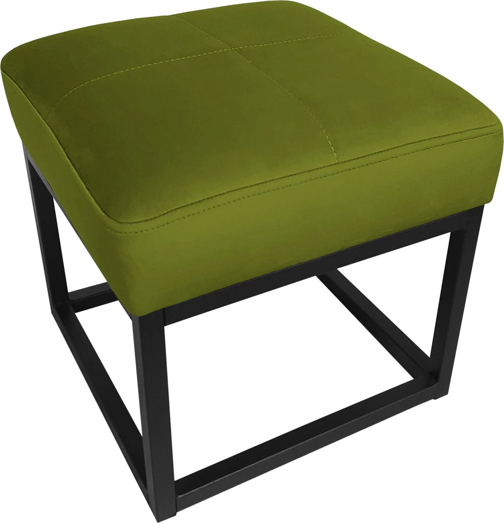 Pufa MAX tkanina Welur loft ławka podnóżek metal : Kolor Stelaża - Czarny , Kolor tkaniny - VELVET - BL75, Typ tkaniny - Velvet