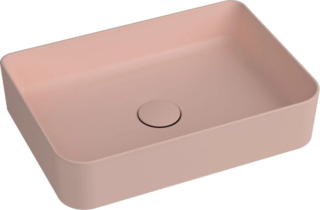 Massi Umywalka ceramiczna nablatowa różowa bez otworu na baterie 50 x 35 cm LERA pink