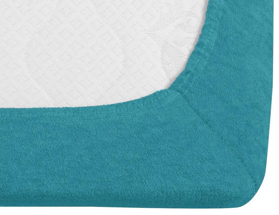 PrzytulneMieszkanie.pl Frotte prześcieradło turkusowe 90 x 200 cm