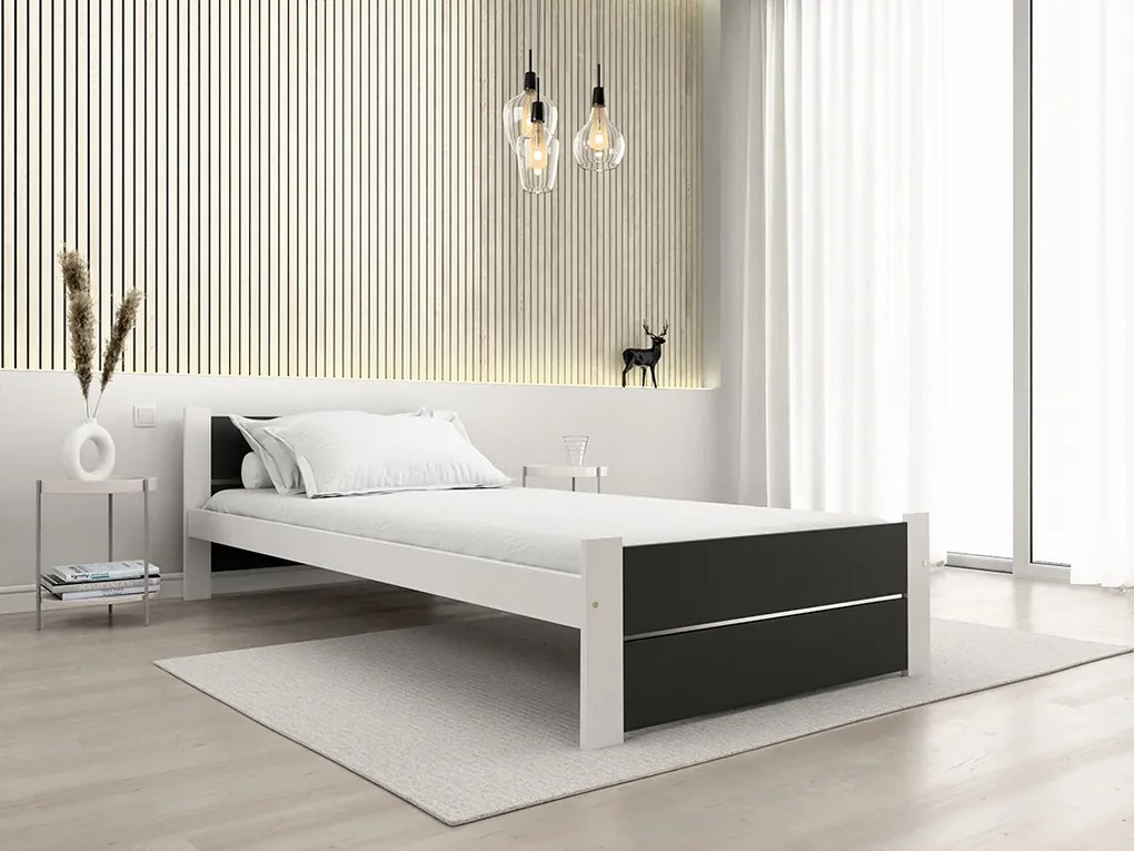 Łóżko IKAROS DOUBLE 90 x 200 cm, antracyt/biały Stelaż: Ze stelażem listwowym rolowanym elastycznym, Materac: Materac Sommera