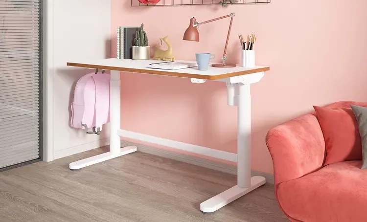 Białe automatyczne biurko stojące elektryczne L7-E73