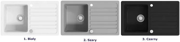 Czarny granitowy zlew z ociekaczem szary R4-T55