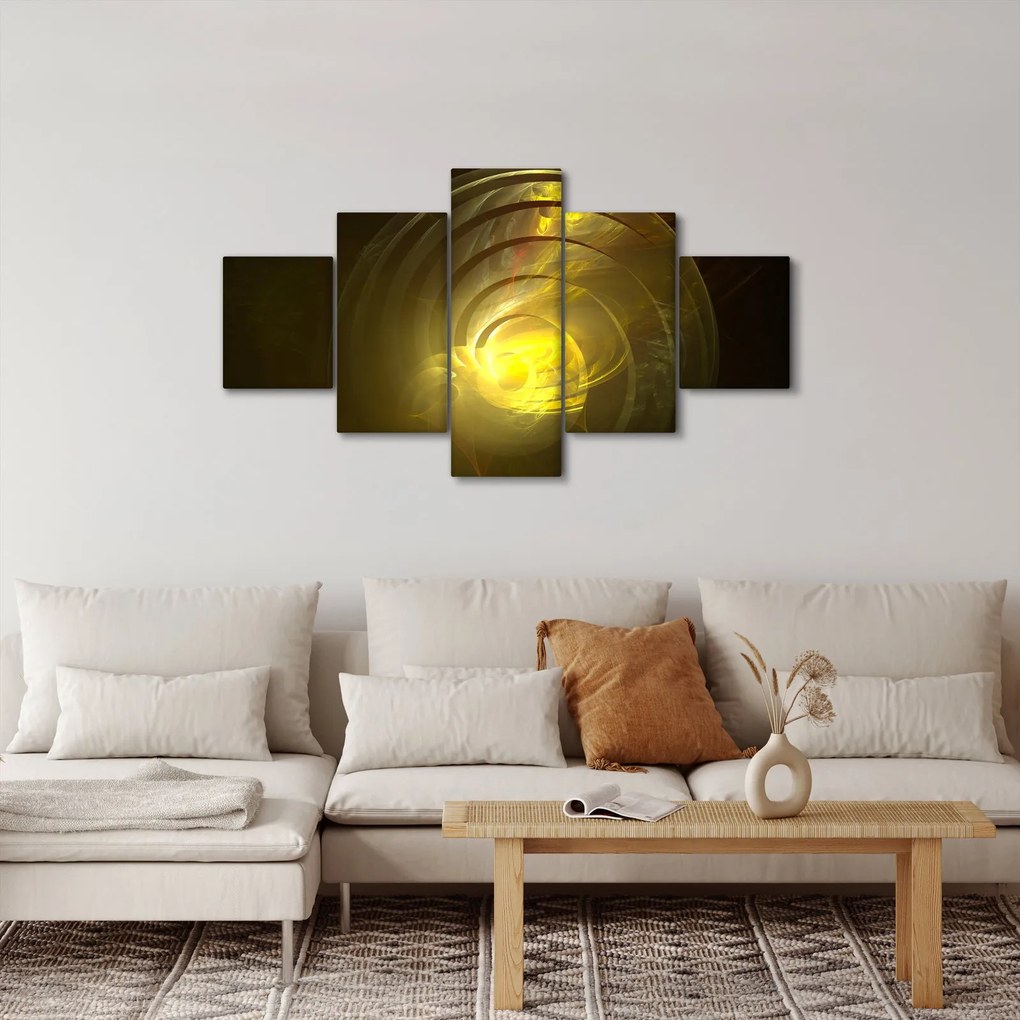 Obraz żółtej abstrakcyjnej spirali (125x70 cm)