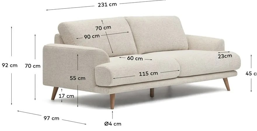 Beżowa sofa 231 cm Karin − Kave Home