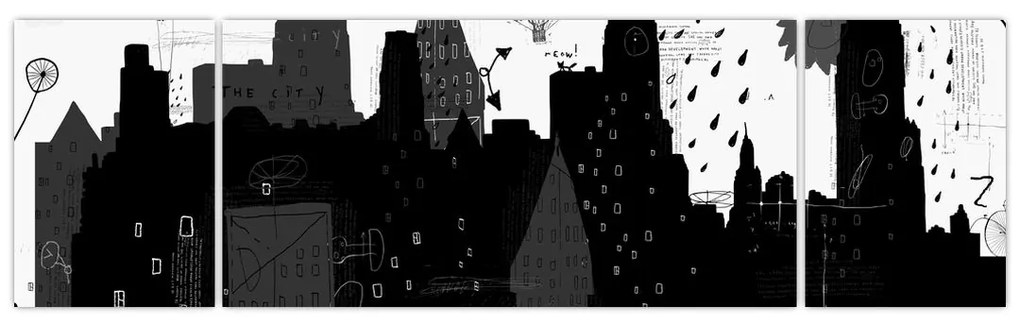 Obraz - Miasto z napisami i wzorami (170x50 cm)