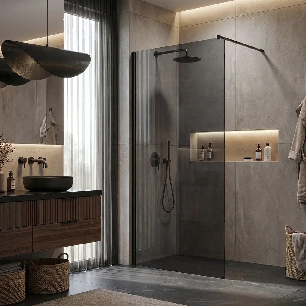 Kabina prysznicowa Walk-In Rea Flexi Grey / Black 80