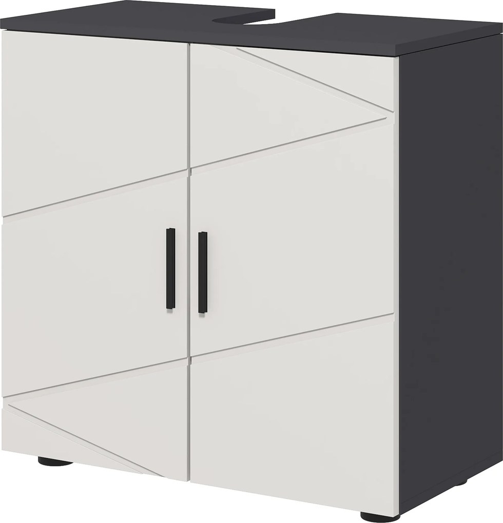 Szafka łazienkowa kleankin, komoda łazienkowa, szafka pod umywalkę, 2 poziomy, z płyty wiórowej, jasnoszara