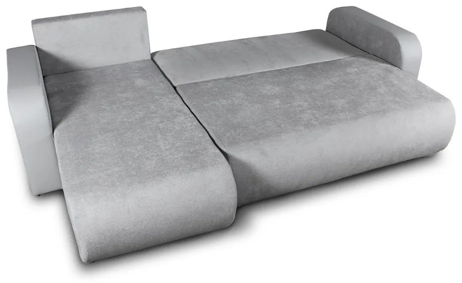 Modna sofa narożna SANDRA, stylowy nowoczesny design, praktyczny pojemnik