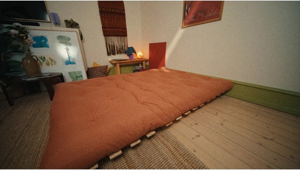 Biała/jasnoniebieska rozkładana sofa 140 cm Roots - Karup Design