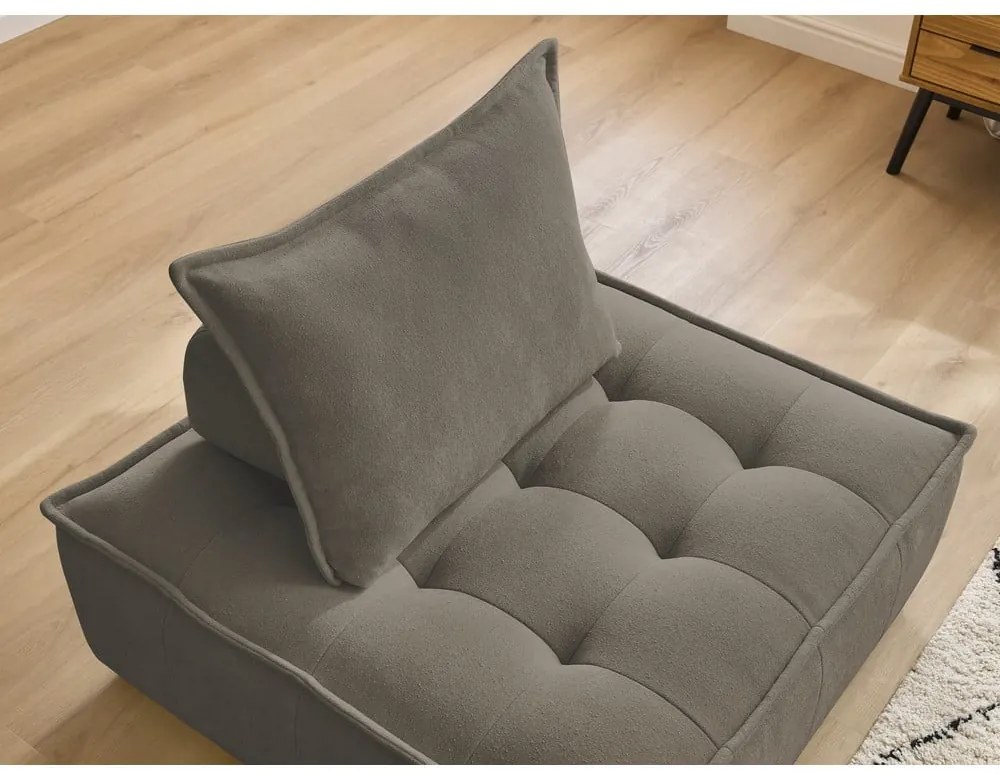 Szarobrązowy fotel z tkaniny szenilowej Elisa – Bobochic Paris