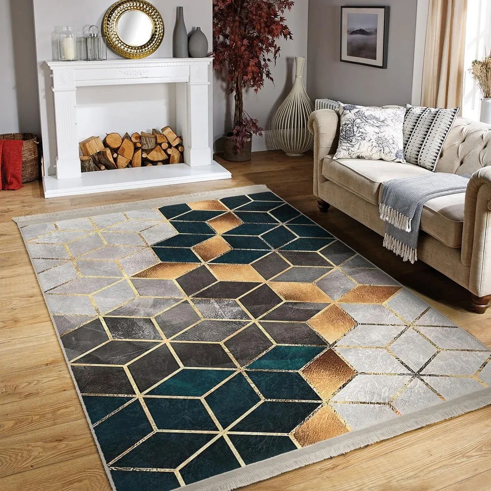Biało-morski chodnik odpowiedni do prania 80x200 cm – Mila Home