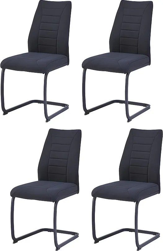 Krzesła do jadalni komplet 4 szt. - tkanina - czarne - MINIA