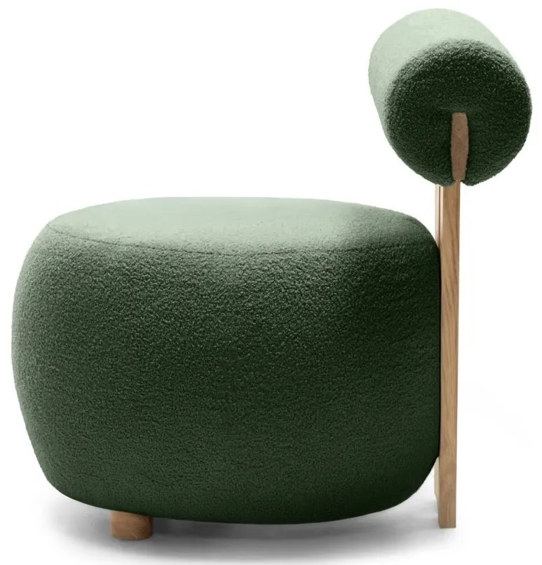 Ciemnozielony designerski fotel HANNA, dąb