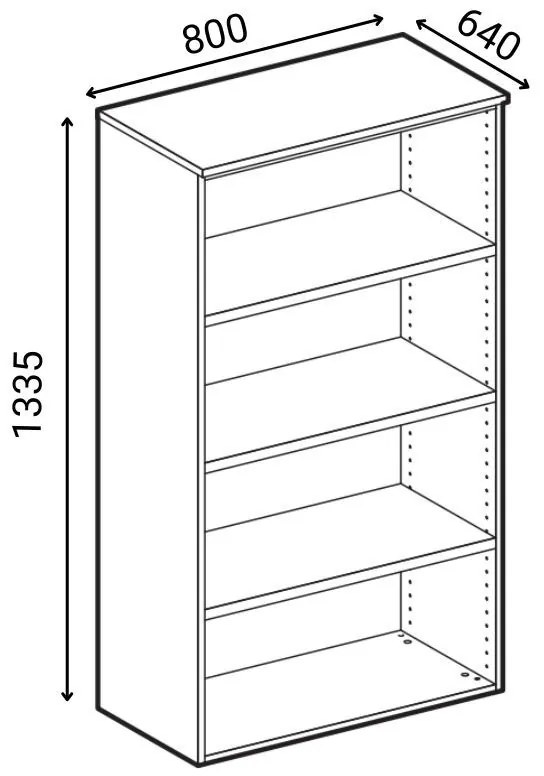 Szafa biurowa z drzwiami PRIMO WOOD, 3 półki, 1335 x 800 x 640 mm, buk