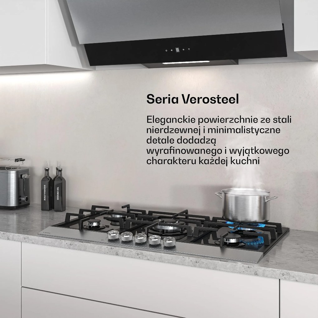 Klarstein Verosteel 90cm Płyta gazowa 5 palników Srebrny