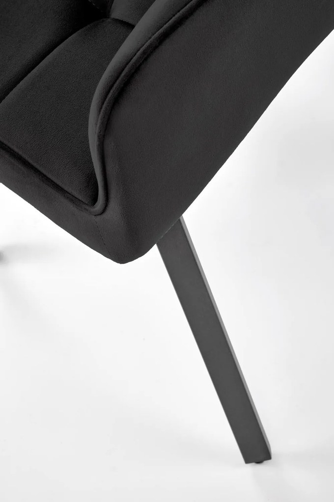 Krzesło do jadalni obrotowe z podłokietnikami czarne welurowe K588