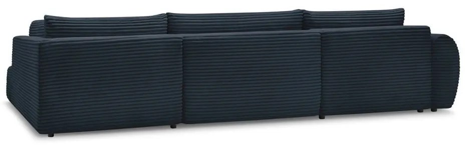 Ciemnoniebieski sztruksowy rozkładany/ze schowkiem narożnik (prawostronny/w kształcie litery U) Lucien – Bobochic Paris