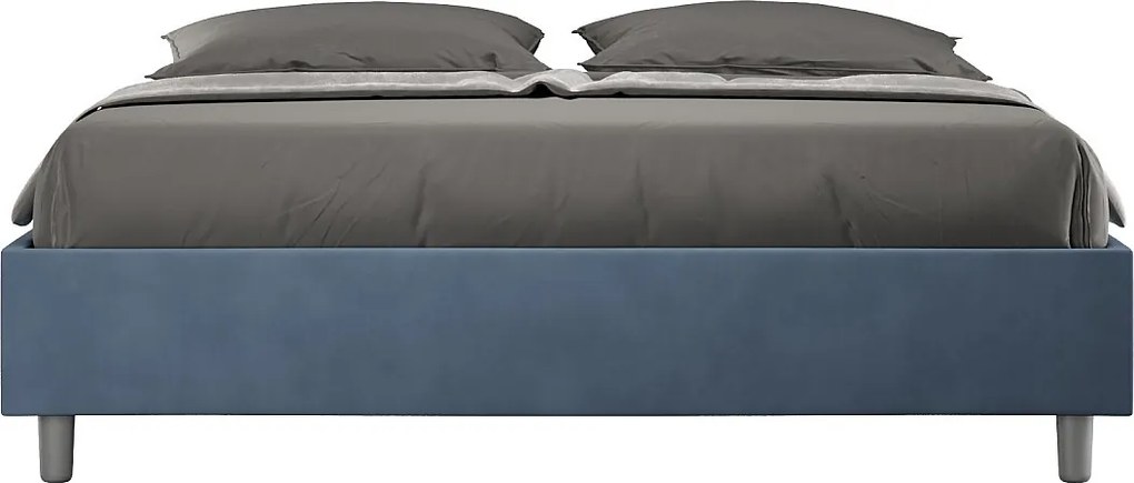 Łóżko wyposażone w stelaż z listwami z pojemnikiem tapicerowane 160x190 microfibra Niebieski Azelia