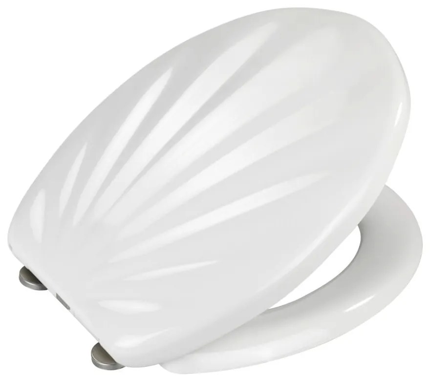 Biała deska sedesowa wolnoopadająca Wenko Premium Sea Shell, 45,5x38 cm