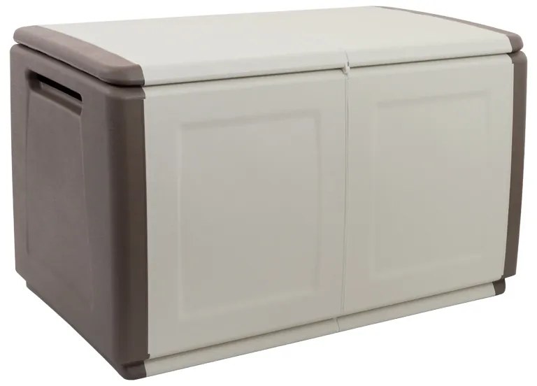 Plastikowa skrzynka z wiekiem, 960x570x530 mm, beżowa