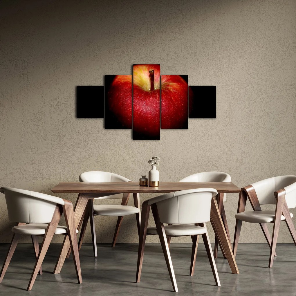 Obraz jabłka na czarnym tle (125x70 cm)
