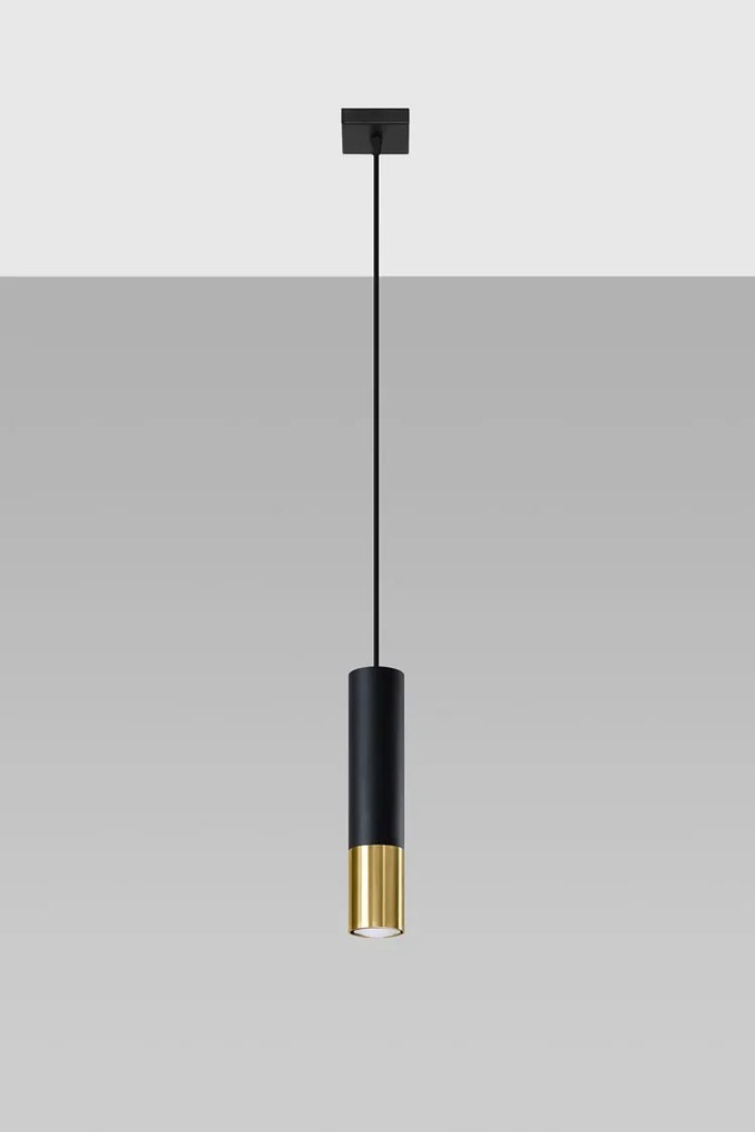 Czarno-złota lampa wisząca tuba - EXX244-Oller